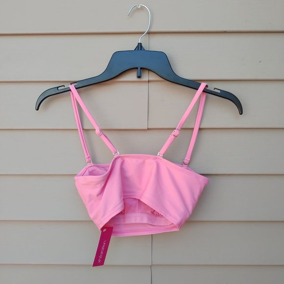 Xhilaration Pink Bikini Top Graphic "Babe" Bandeau Crop Style NWT Swimwear - Picture 6 of 9